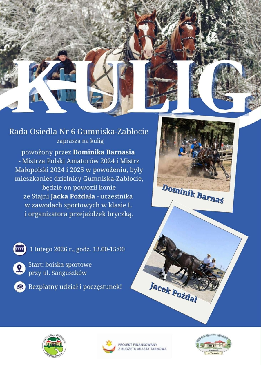 Na zdjęciu plakat kuligu z informacjami